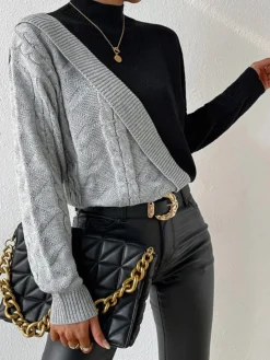 Color Block Pullover Sweater