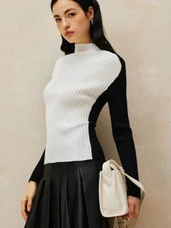 Color Block Ribbed Knit Top