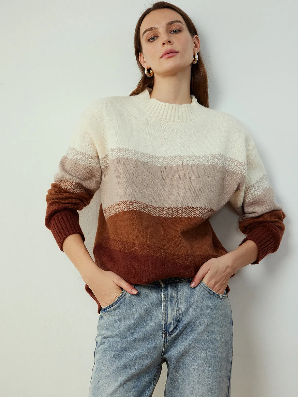 Color Block Shift Pullover Sweater