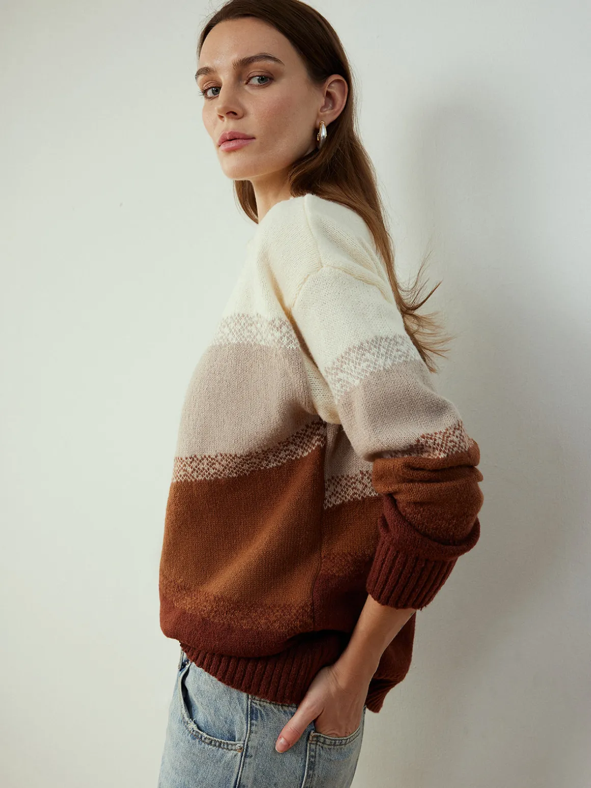 Color Block Shift Pullover Sweater