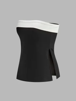Color Block Split Strapless Corset