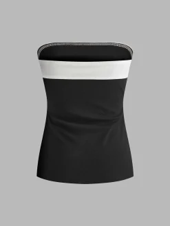 Color Block Split Strapless Corset