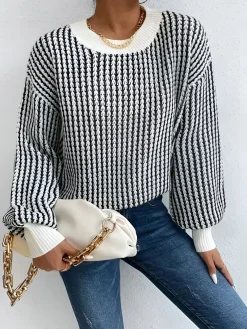 Color Block Striped Knit Top