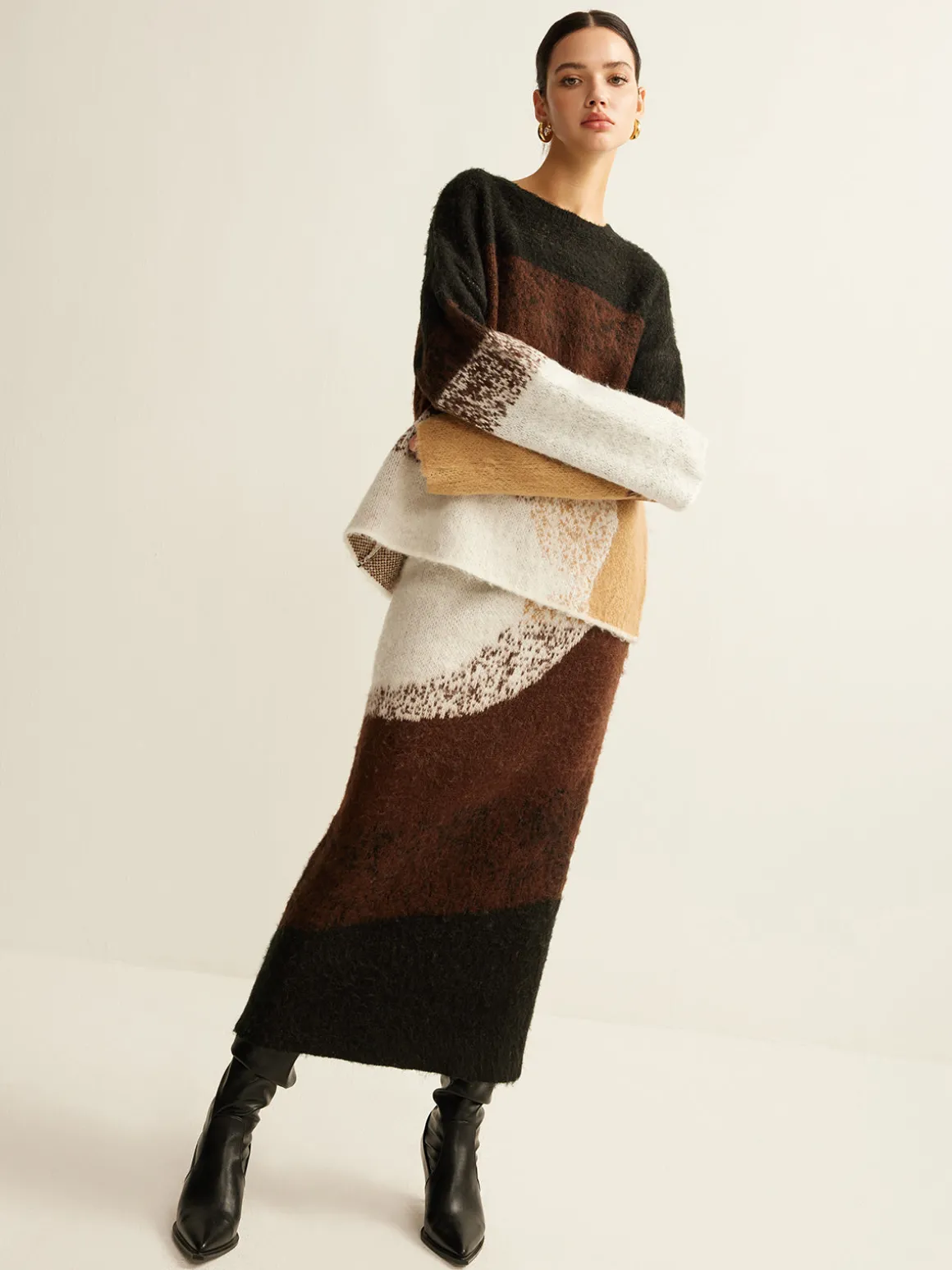 Color Block Sweater Skirt