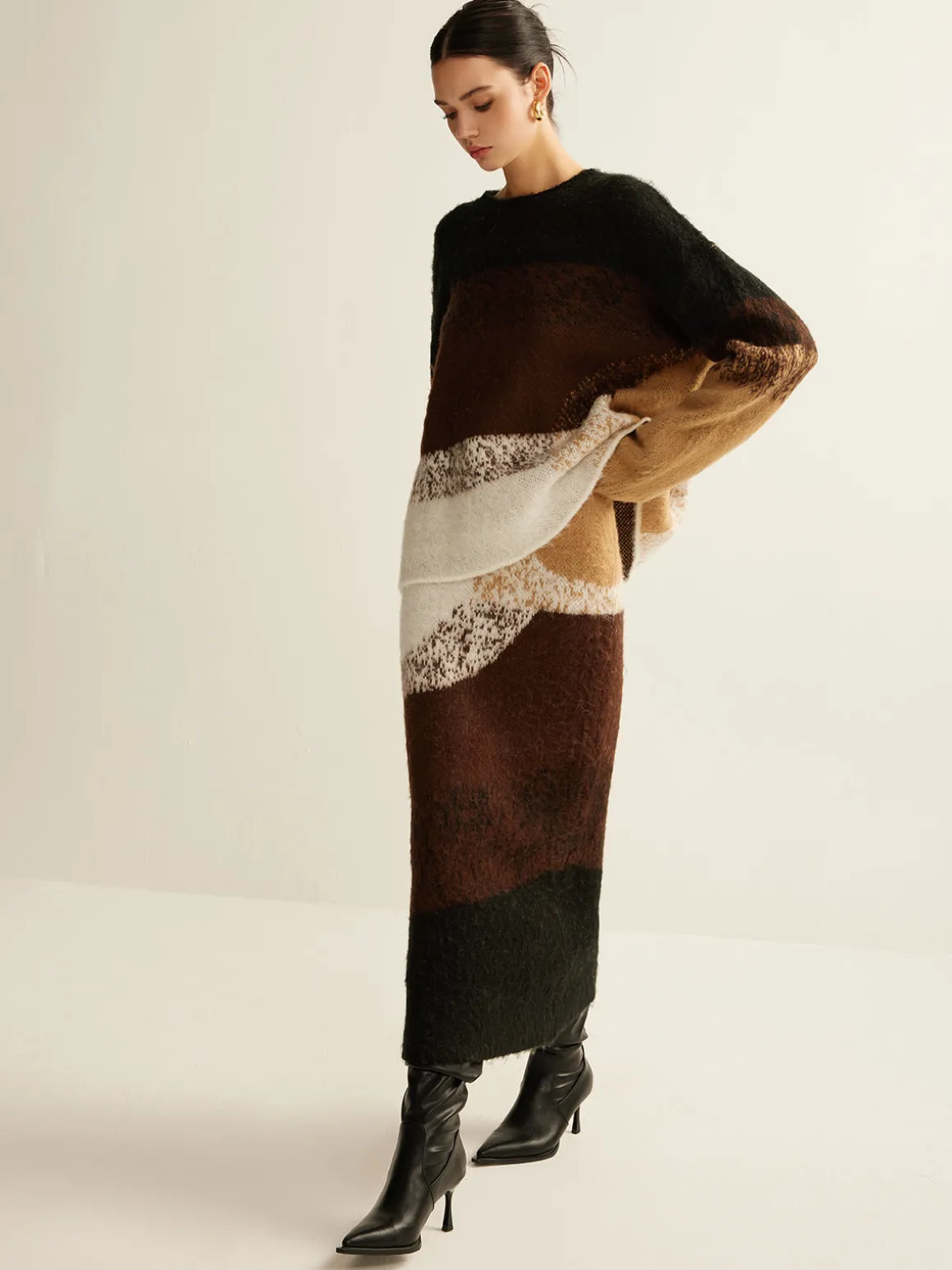 Color Block Sweater Skirt