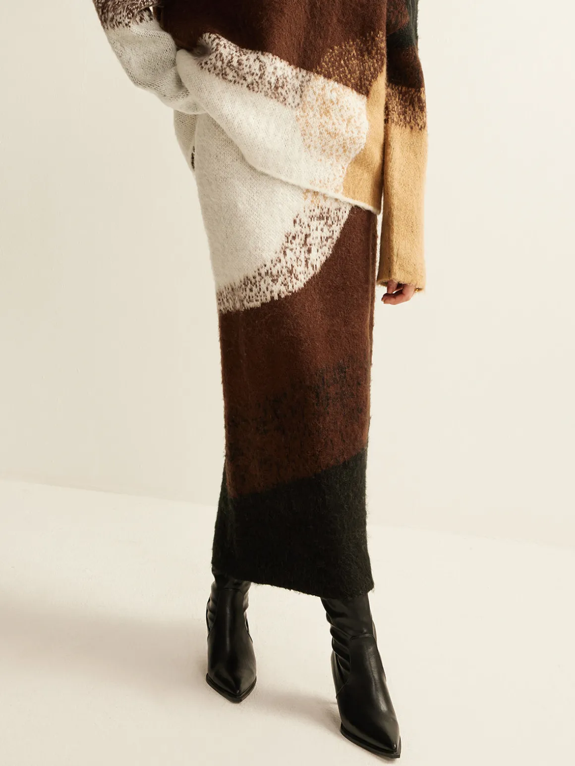 Color Block Sweater Skirt