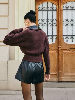 Color Block Zipper Knit Top