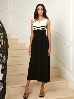 Colorblock Zip Front Sweater Dress