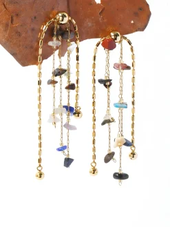 Colorful Natural Stone Tassel Earrings