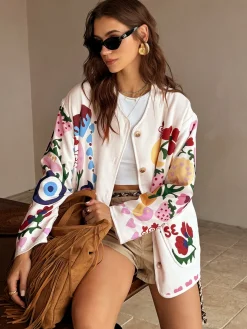 Colorful Printed Charming Winter Coat