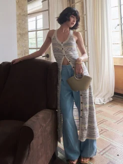 Colorful Striped Breasted Knit Cardigan