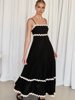 Contast Trim Cami Long Dress