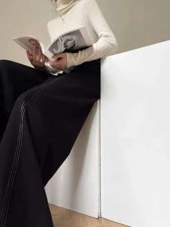 Contrast Bars Wide-Leg Flare Pants
