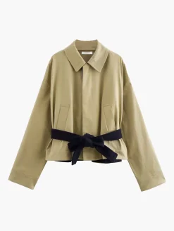 Contrast Belt Button Trench Coat