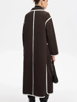 Contrast Binding Breasted Long Coat