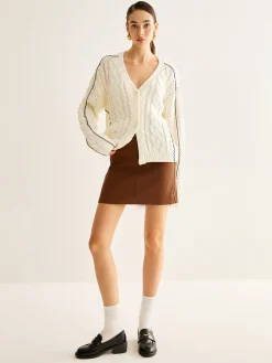 Contrast Binding Button Cardigan