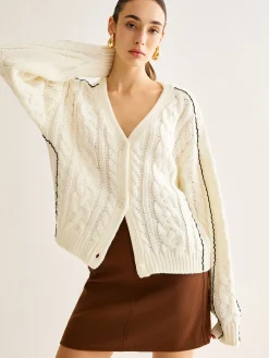 Contrast Binding Button Cardigan