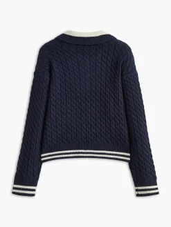 Contrast Binding Button Knit Top