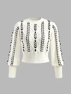 Contrast Binding Cinched Sweater