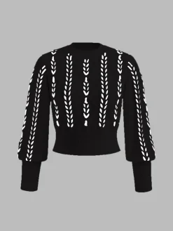 Contrast Binding Cinched Sweater