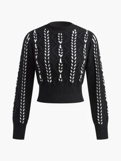 Contrast Binding Cinched Twist Sweater