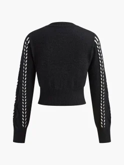 Contrast Binding Cinched Twist Sweater