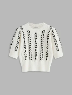 Contrast Binding Corset Cable Knit Top