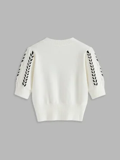 Contrast Binding Corset Cable Knit Top