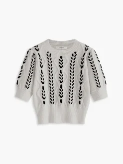 Contrast Binding Corset Cable Knit Top