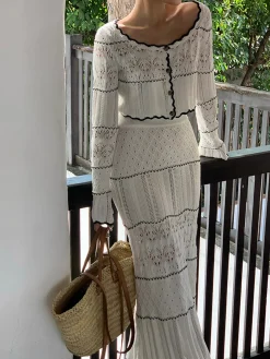 Contrast Binding Knit Cardigan