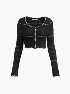 Contrast Binding Knit Cardigan