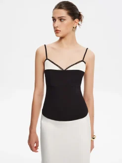 Contrast Binding Lace Trim Cami Top