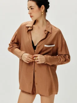 Contrast Binding Loose Shorts Set