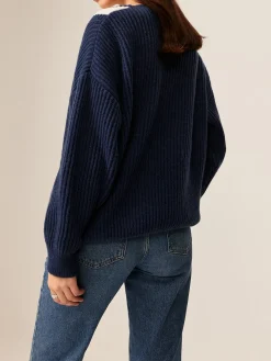 Contrast Binding Off-Shoulder Sweater