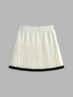 Contrast Binding Pleated Mini Sweater Skirt
