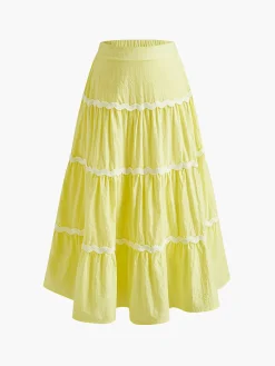 Contrast Binding Pleated Skirt Set
