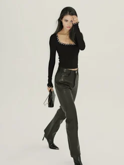 Contrast Binding Ribbed T-Shirt