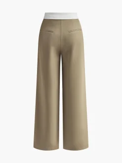 Contrast Binding Wide-Leg Pants
