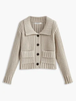 Contrast Button Ribbed Cardigan