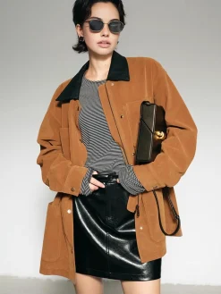 Contrast Collar Suede Blazer