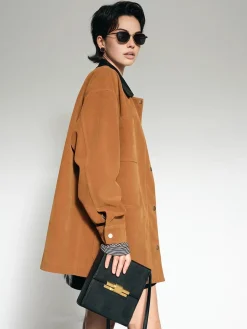 Contrast Collar Suede Blazer