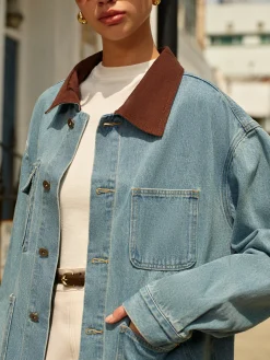 Contrast Collar Versatile Denim Jacket