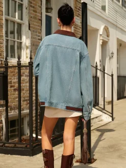 Contrast Collar Versatile Denim Jacket