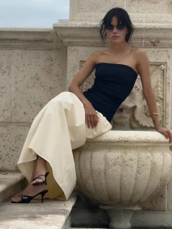 Contrast Color Tube Long Dress