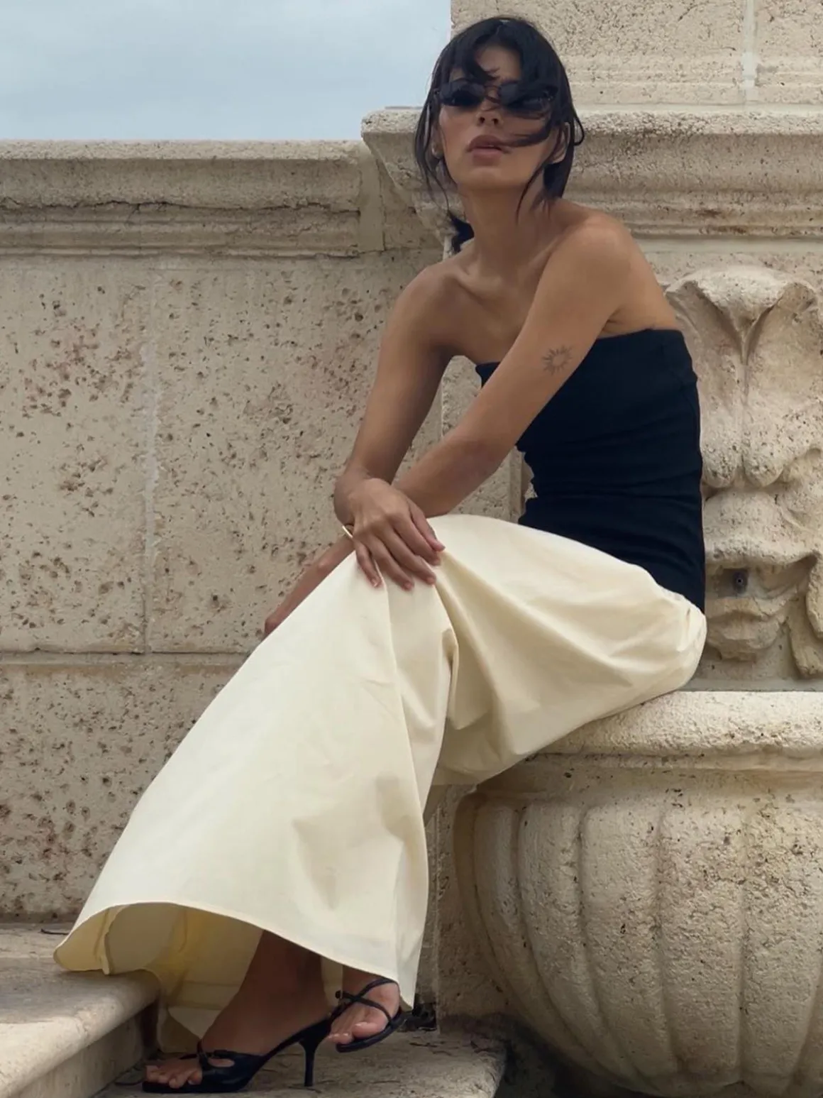 Contrast Color Tube Long Dress