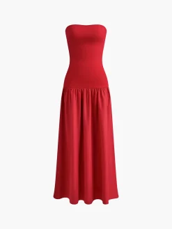 Contrast Color Tube Long Dress