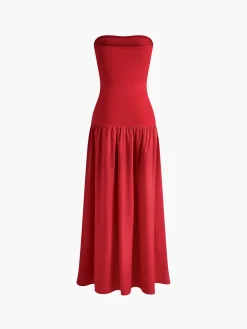 Contrast Color Tube Long Dress