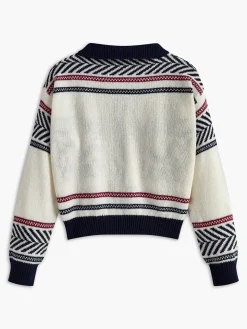 Contrast Pattern Zipper Short Cardigan