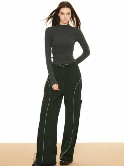 Contrast Piping Drawstring Pants