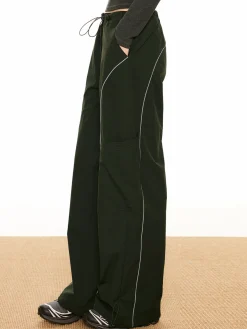 Contrast Piping Drawstring Pants